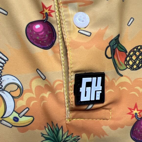 Greater Half Golf Polo Shirt Men's 4XL XXXXL Yellow Fruit Pineapple Banana - Picture 3 of 7